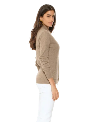 Monticelli Cashmere Pure Cashmere Zip Cardigan In Brown