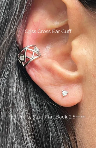 Seed2stone Criss Cross Ear Cuff Mid Ear In Silver