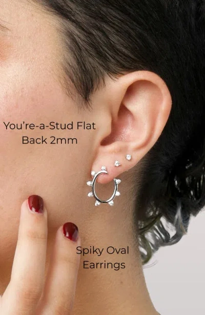 Seed2stone Spiky Oval Earrings In Silver