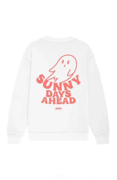 Dalix Sunny Days Ghost  Fleece Sweatshirt In White