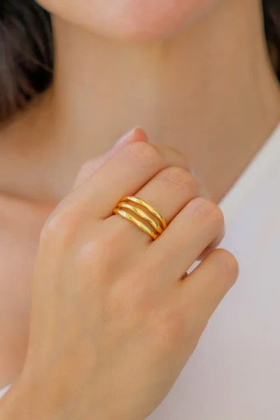 Mint & Lily Gold Triple Ring In Metallic