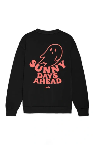 Dalix Sunny Days Ghost  Fleece Sweatshirt In Black