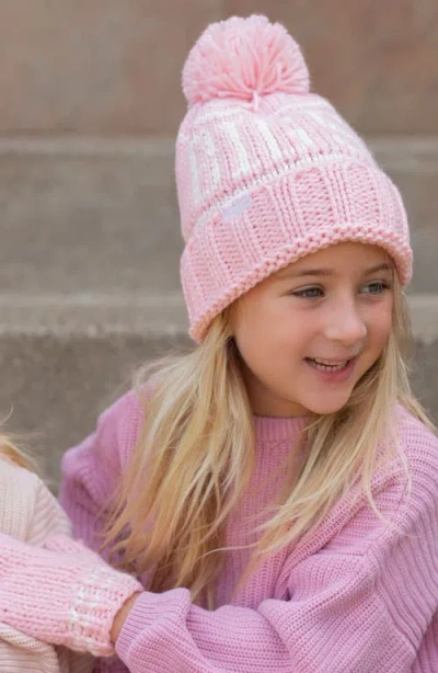 Bits & Bows Lil Sis Knit Hat/mittens Bundle In Pink