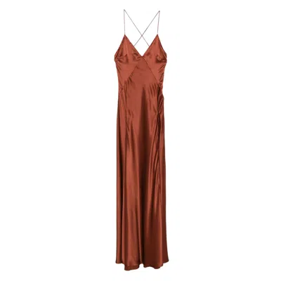 Amiri Satin Dress In Brown