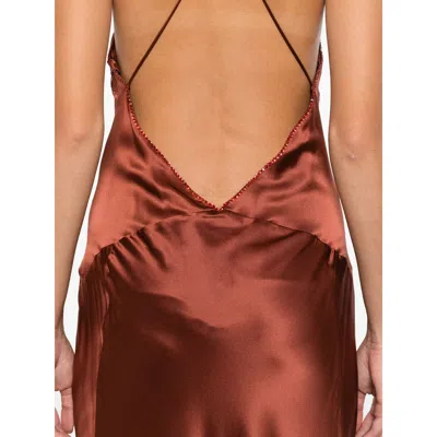 Amiri Satin Dress In Brown