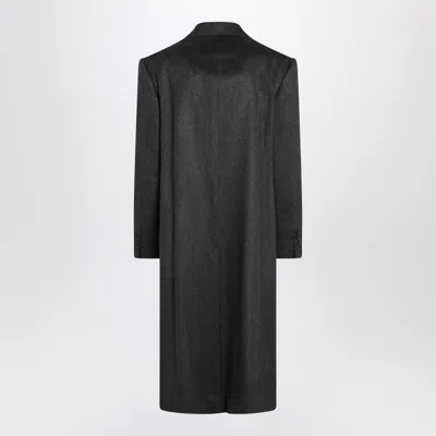 Auralee Grey Double-breasted Cashmere Coat Men In Black