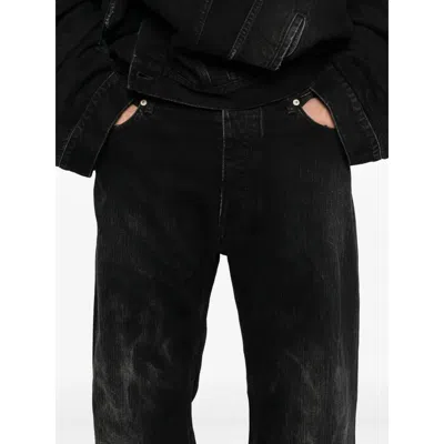 Balenciaga Men Distressed Denim Jeans In Black
