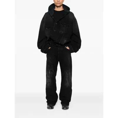 Balenciaga Men Distressed Denim Jeans In Black