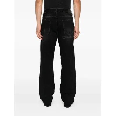 Balenciaga Men Distressed Denim Jeans In Black
