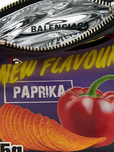 Balenciaga Keyring With Printed Design And Chain In Blue