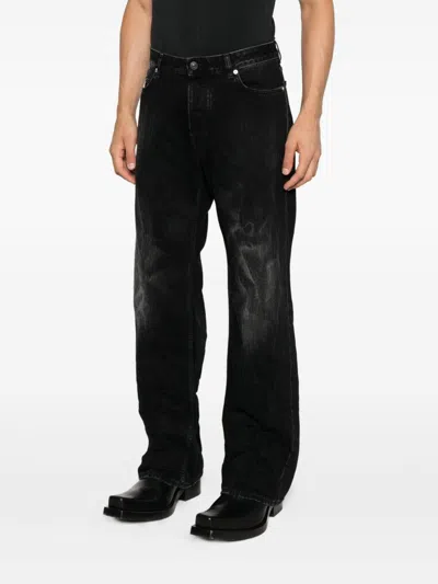 Balenciaga Men Distressed Denim Jeans In Black