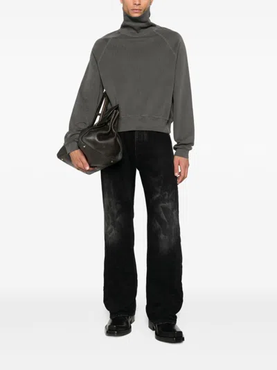 Balenciaga Men Distressed Denim Jeans In Black