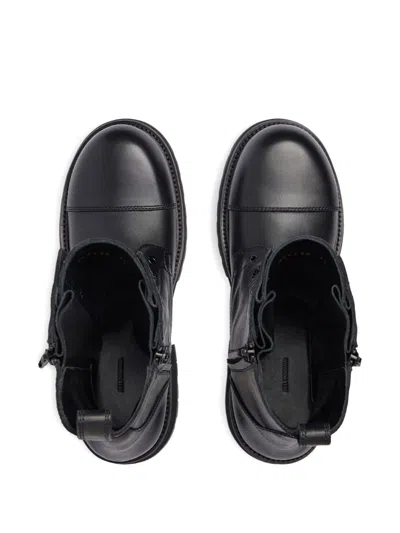 Balenciaga Rugged Leather Ankle Boots With Chunky Sole In Black