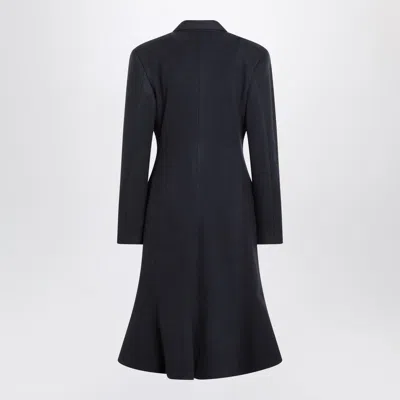 Balenciaga Women Godet Midi Double-breasted Wool Coat In Blue