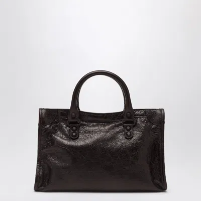 Balenciaga Le City Small Embellished Textured-leather Tote In Brown