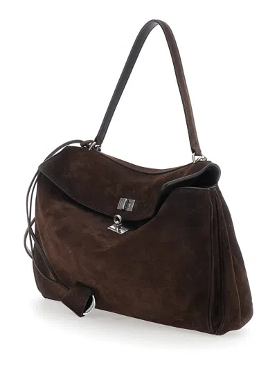 Balenciaga Women 'rodeo Medium' Brown Shoulder Bag With Removable Shoulder Strap In Suede Woman In Brown