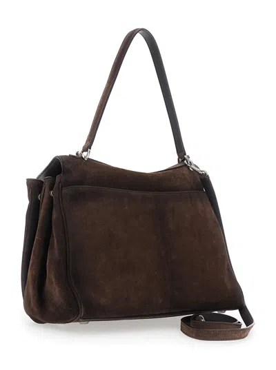 Balenciaga Women 'rodeo Medium' Brown Shoulder Bag With Removable Shoulder Strap In Suede Woman In Brown