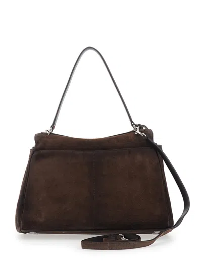 Balenciaga Women 'rodeo Medium' Brown Shoulder Bag With Removable Shoulder Strap In Suede Woman In Brown