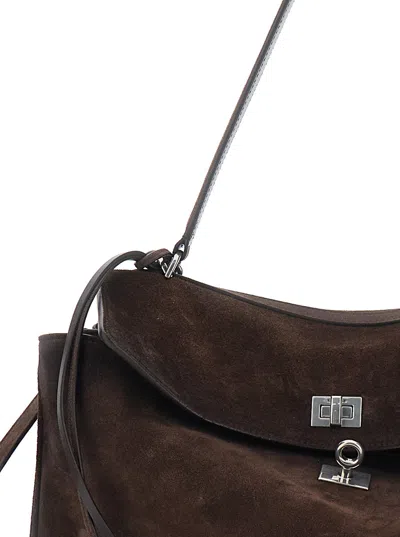 Balenciaga Women 'rodeo Medium' Brown Shoulder Bag With Removable Shoulder Strap In Suede Woman In Brown
