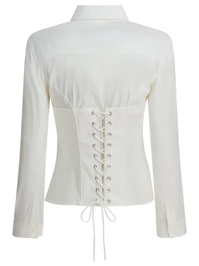 Balenciaga Corset Style Long-sleeved Shirt In White