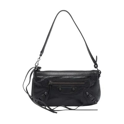 Balenciaga Le City Pouch On Strap In Arena Lambskin Bags In Black