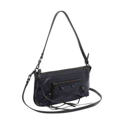 Balenciaga Le City Pouch On Strap In Arena Lambskin Bags In Black