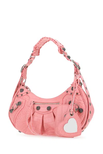 Balenciaga Women Pink Leather Le Cagole S Shoulder Bag In Pink