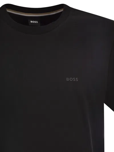 Hugo Boss Boss Men Cotton Jersey T-shirt With Logo In Black