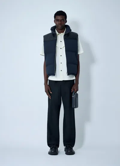 Bottega Veneta Men Midnight Blue Cotton Blend Down Jacket In Black