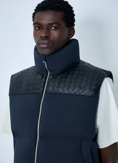 Bottega Veneta Men Midnight Blue Cotton Blend Down Jacket In Black