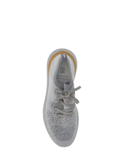 Brunello Cucinelli Stretch Knit Low-top Sneakers In Gray