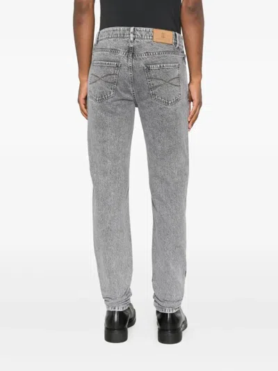 Brunello Cucinelli Straight Leg Jeans With Faded Effect And Five-pocket Design In Gray