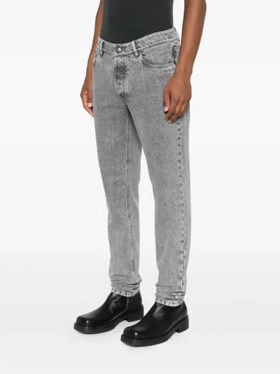 Brunello Cucinelli Straight Leg Jeans With Faded Effect And Five-pocket Design In Gray