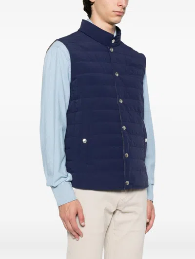Brunello Cucinelli Men Nylon Down Vest In Multi