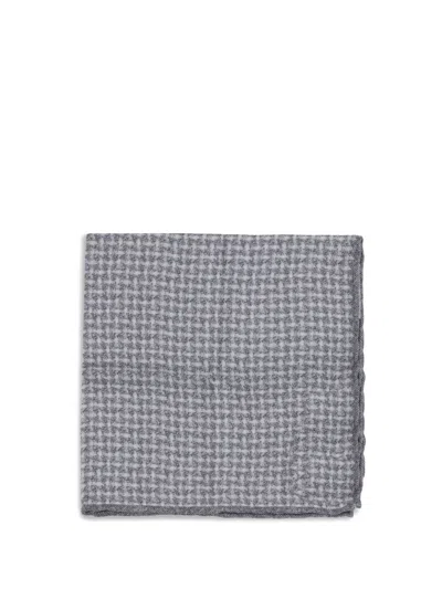 Brunello Cucinelli Men Silk Pocket Square With Woven Design In Gray