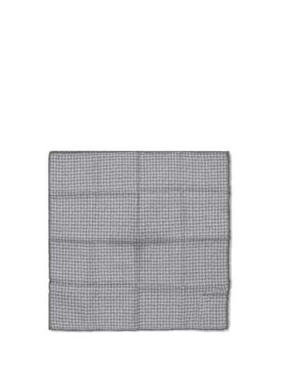 Brunello Cucinelli Men Silk Pocket Square With Woven Design In Gray
