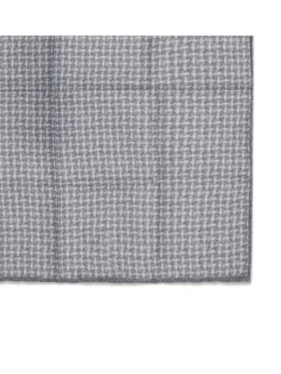 Brunello Cucinelli Men Silk Pocket Square With Woven Design In Gray