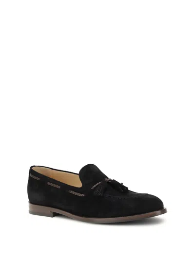 Brunello Cucinelli Men Suede Loafers In Black