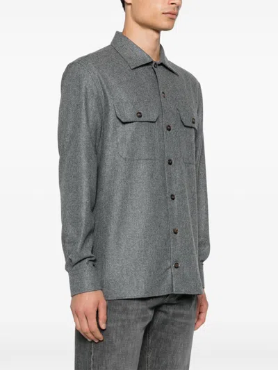 Brunello Cucinelli Wool Shirt Long Sleeves In Gray