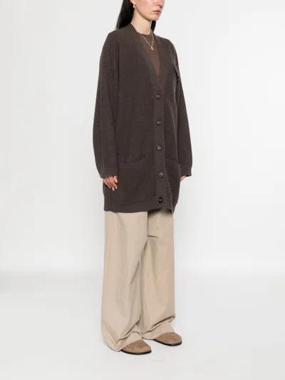Brunello Cucinelli Longline Cashmere Cardigan Featuring Pockets In Brown