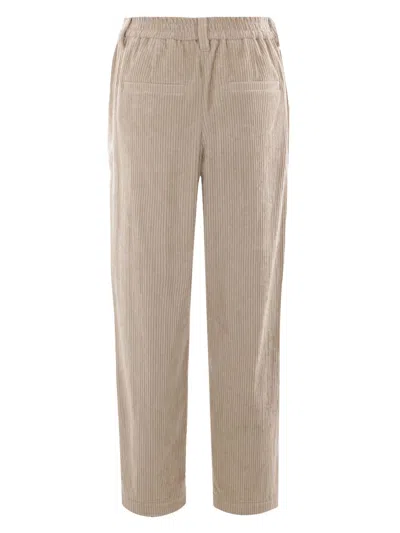 Brunello Cucinelli Women Corduroy Velvet Baggy Trousers In Neutral