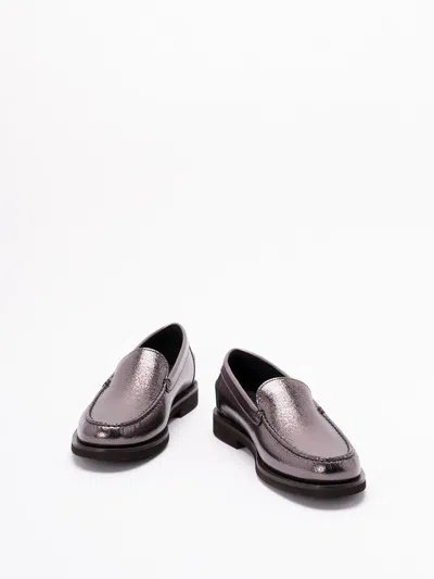 Brunello Cucinelli Metallic Finish Round Toe Loafers With Rubber Sole In Multi