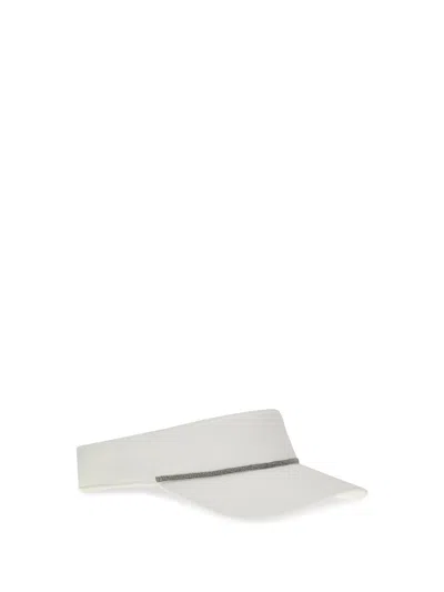 Brunello Cucinelli Women Nylon Visor With Shiny Band In Gray