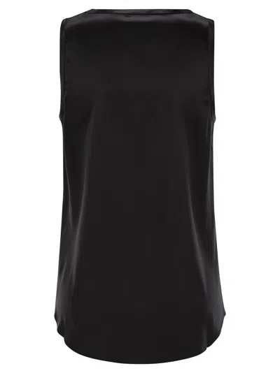 Brunello Cucinelli Stretch-silk Satin Reversible Tank Top In Black