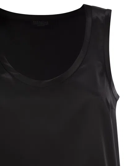 Brunello Cucinelli Stretch-silk Satin Reversible Tank Top In Black