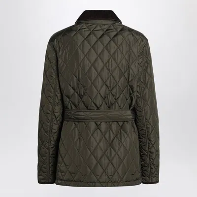 Burberry Dark Green Quilted Nylon Jacket Women In Brown