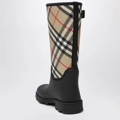 Burberry Tall Black Marsh Stamp Rubber Boots Women In Multi