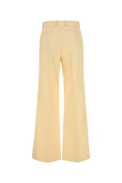 Chloé Chloe Women Cream Canvas Wide-leg Pant In Yellow
