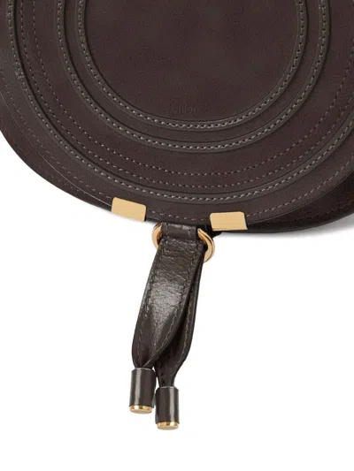 Chloé Small Marcie Saddle Bag In Suede Leather In Brown