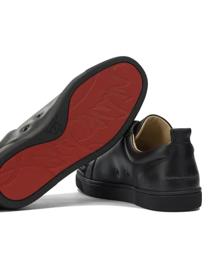 Christian Louboutin Louis Junior Spikes Cap-toe Leather Sneakers In Black